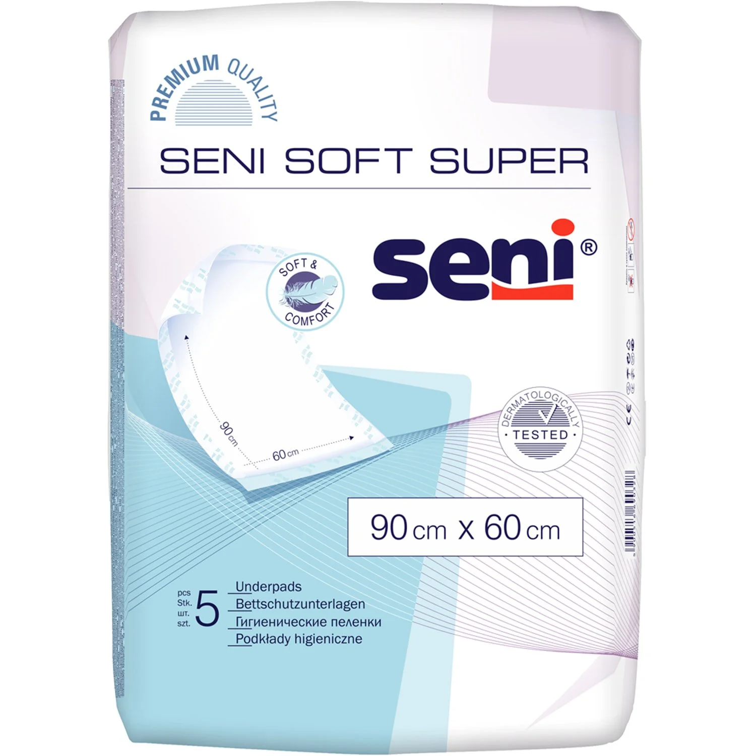 Пелюшки гігієнічні вбираючі Seni (Сені) Soft Super розмір 90 см на 60 см, 5 шт.