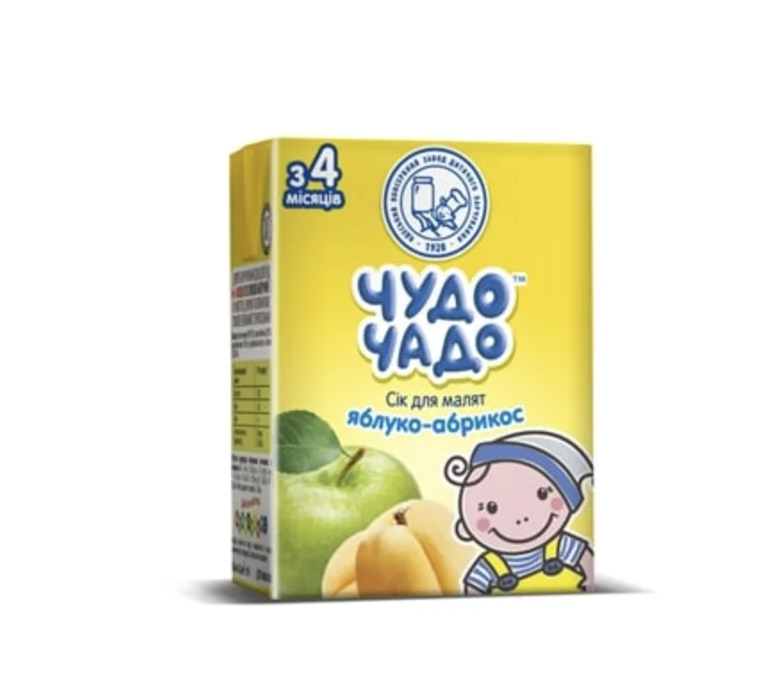 Сік фруктовий Чудо-Чадо зі смаком абрикос-яблуко, 200 г