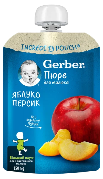 Пюре Гербер (Gerber) со вкусом яблока и персика, 150 г