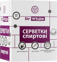 Серветки спиртові Dr. White (Др.Вайт) 10 см х 10 см, 30 шт.