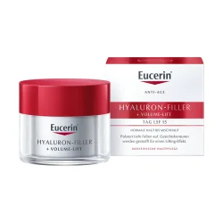 Крем денний Еуцерин (Eucerin) Гіалурон-філлер+Вольюм-ліфт антивіковий для нормальної та комбінованої шкіри обличчя СПФ15, 50 мл