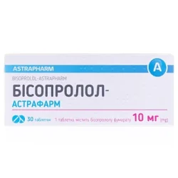 Бісопролол-Астрафарм таблетки по 10 мг, 30 шт.