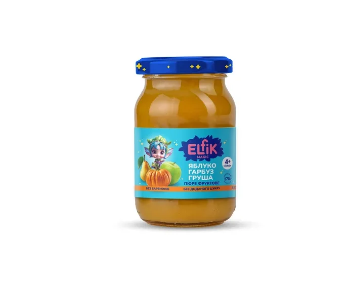 Пюре фруктово-овочеве Elfik (Ельфик) яблуко, гарбуз та груша, 170 г