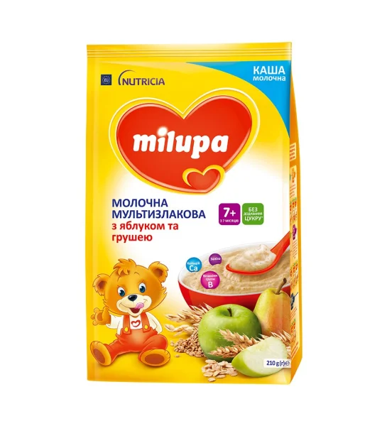 Milupa (Милупа) каша молочная мультизлаковая с яблоком и грушей для детей от 7 месяцев, 210 г