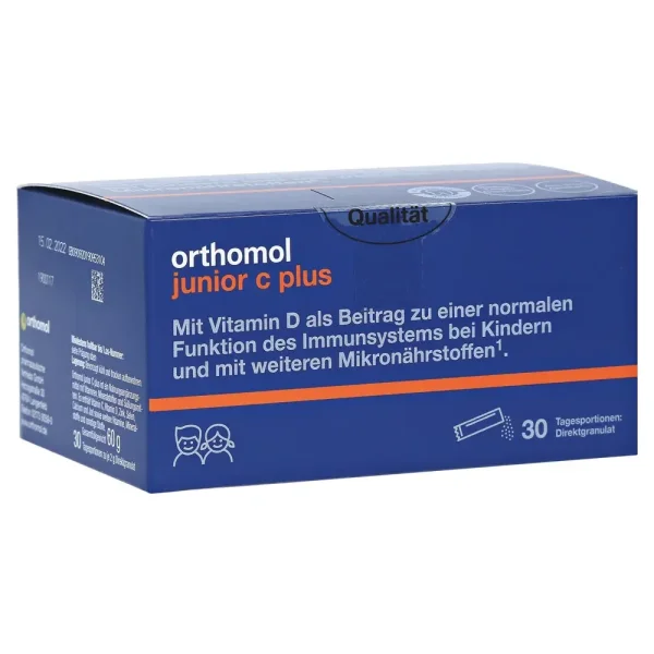 Ортомол Джуниор С Плюс (Orthomol Junior C Plus) гранулы со вкусом малина-лайм для силы иммунитета Вашего ребенка, курс на 30 дней