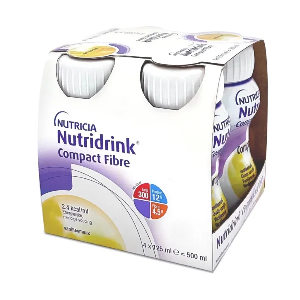 Ентеральне харчування Nutridrink (Нутрідрінк) Compact з харчовими волокнами зі смаком ванілі, 125 мл, 4 шт.