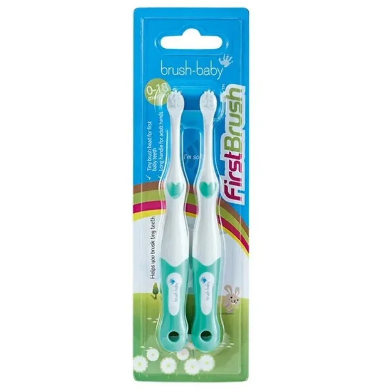 Зубна щітка дитяча Браш Бебі (Brush-Baby) Перша зубна щітка, 0-18 місяців, бірюзова, 2 шт.