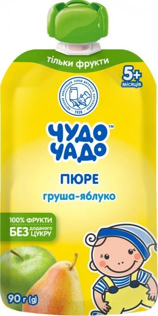 Фруктове пюре Чудо-Чадо груша та яблуко без цукру, 90 г
