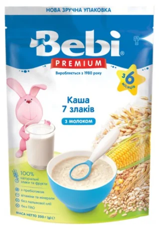 Сухая молочная каша Беби Премиум (Bebi Premium) 7 злаков, 200 г