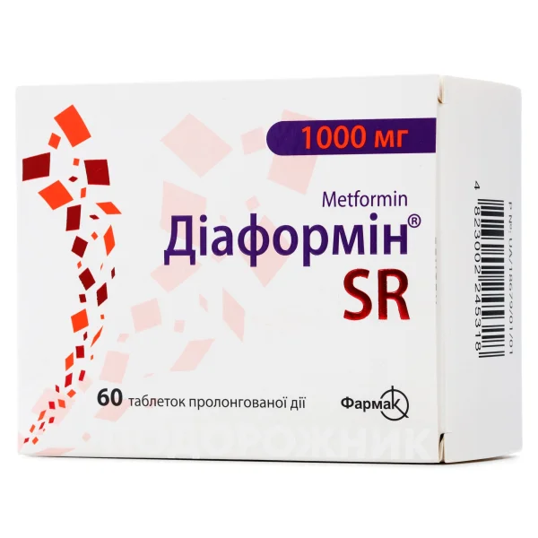 Діаформін СР таблетки по 1000 мг, 60 шт.