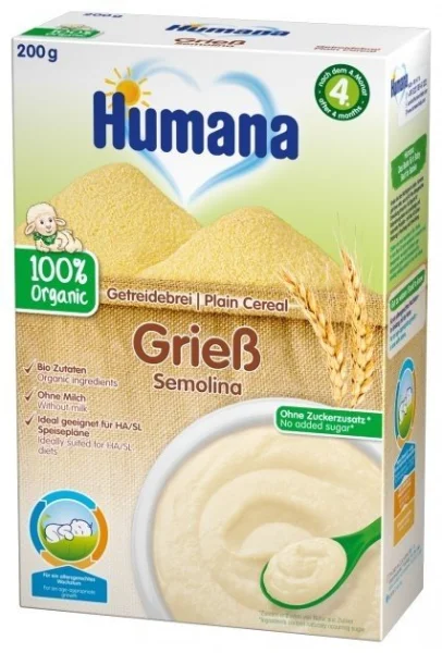 Безмолочная каша пшеничная Humana Plain Cereal Semolina (Хумана плейн Сериал Семолина), 200 г