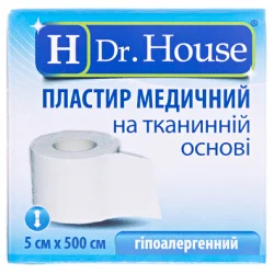 Пластир Др.Хаус (Dr. House) на тканинній основі розмір 5 х 500 см, 1 шт.