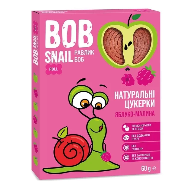 Цукерки Snail Bob (Равлик Боб) яблуко-малина, 60 г