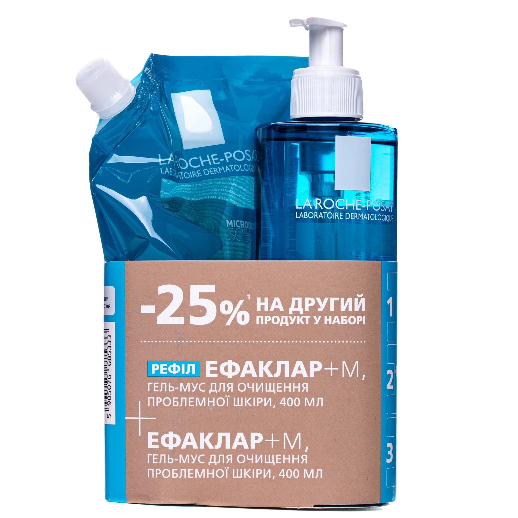 Набір La Roche-Posay (Ля Рош-Позе) Effaclar+ Гель-мус для очищення проблемної шкіри, 400 мл + рефіл, 400 мл