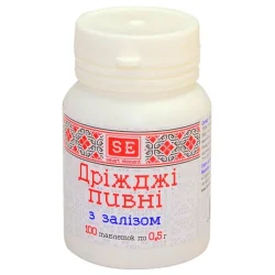 Дріжджі пивні з залізом таблетки по 0,5 г, 100 шт.