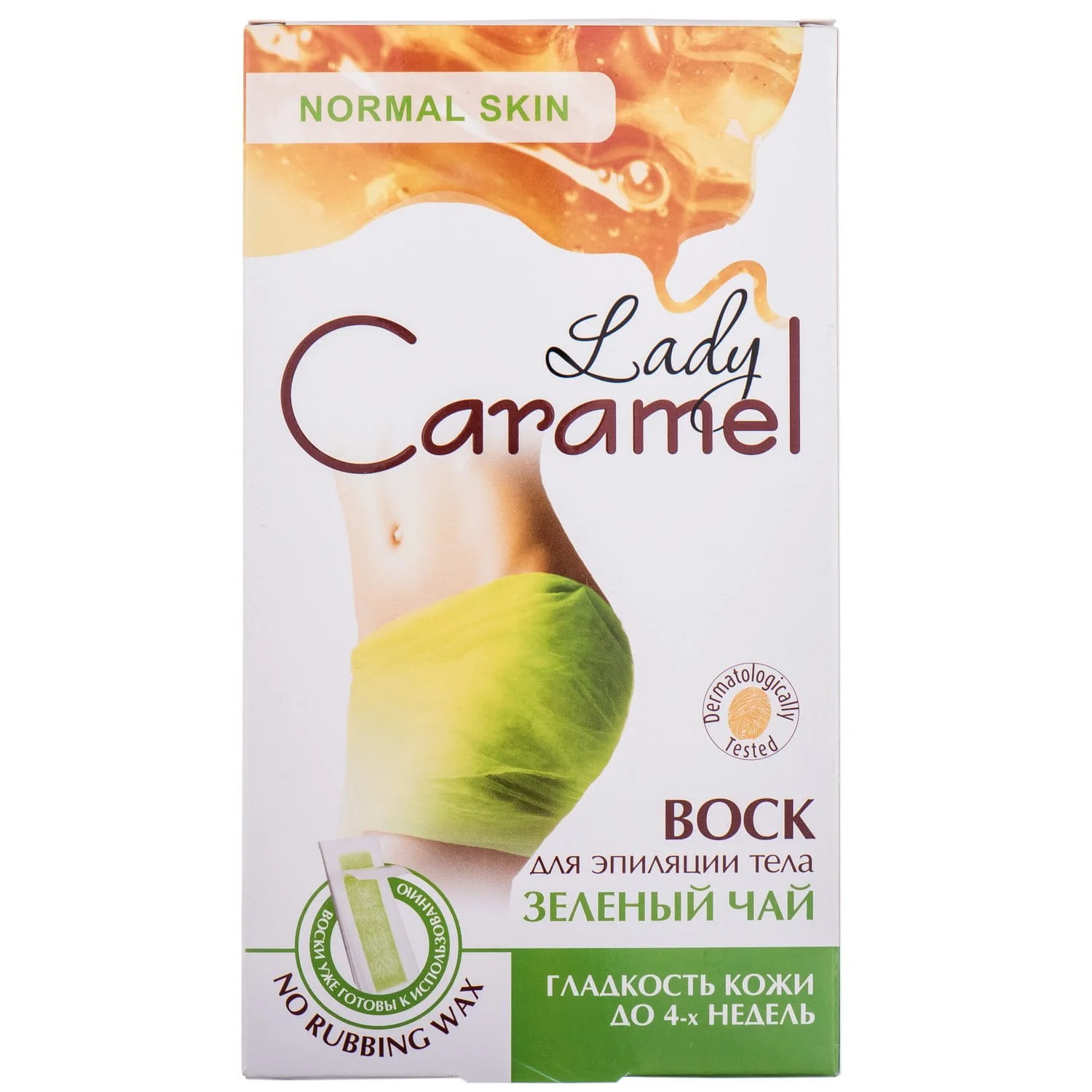 Віск для депіляції тіла Caramel (Карамель) зелений чай,16 шт.