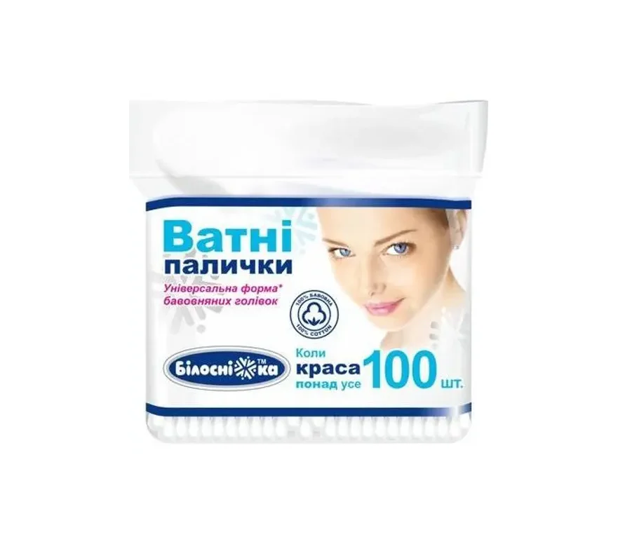 Ватні палички Білосніжка, 100 шт.