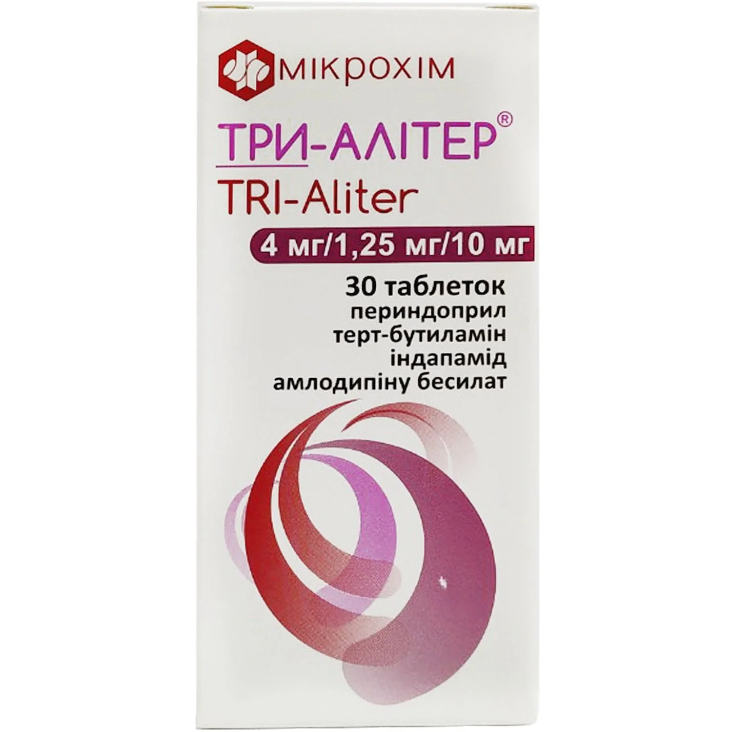 Три-Алітер таблетки по 4 мг/1,25 мг/10 мг, 30 шт.