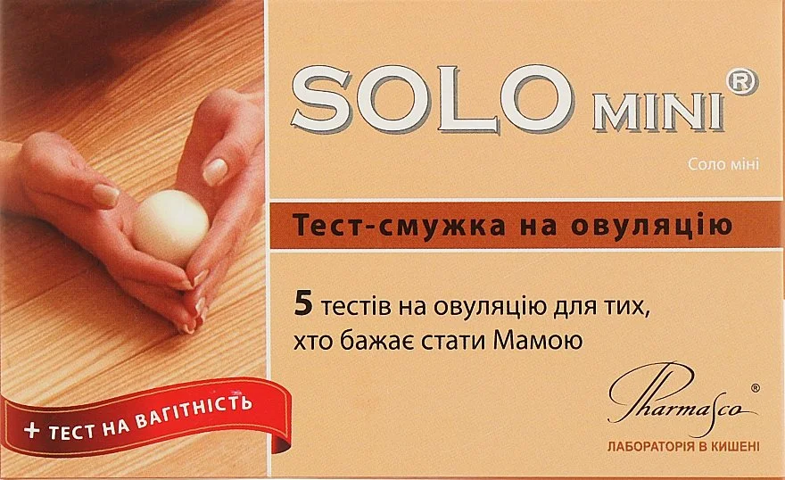 Тест-смужки Solo Mini (Соло Міні) для визначення овуляції, 5 шт. + для визначення вагітності, 1 шт.