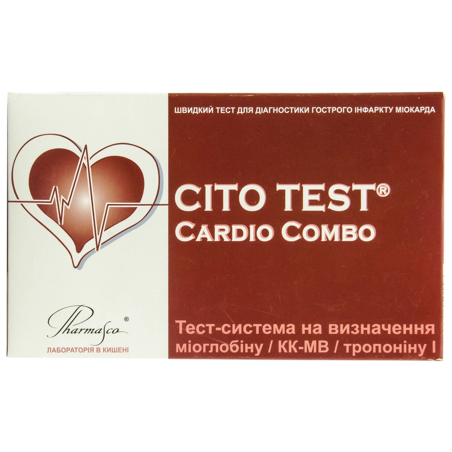 Тест Cito Test (Ціто Тест) Cardio Combo для визначення міоглобіну, КК-МВ та тропоніну I, 1 шт.