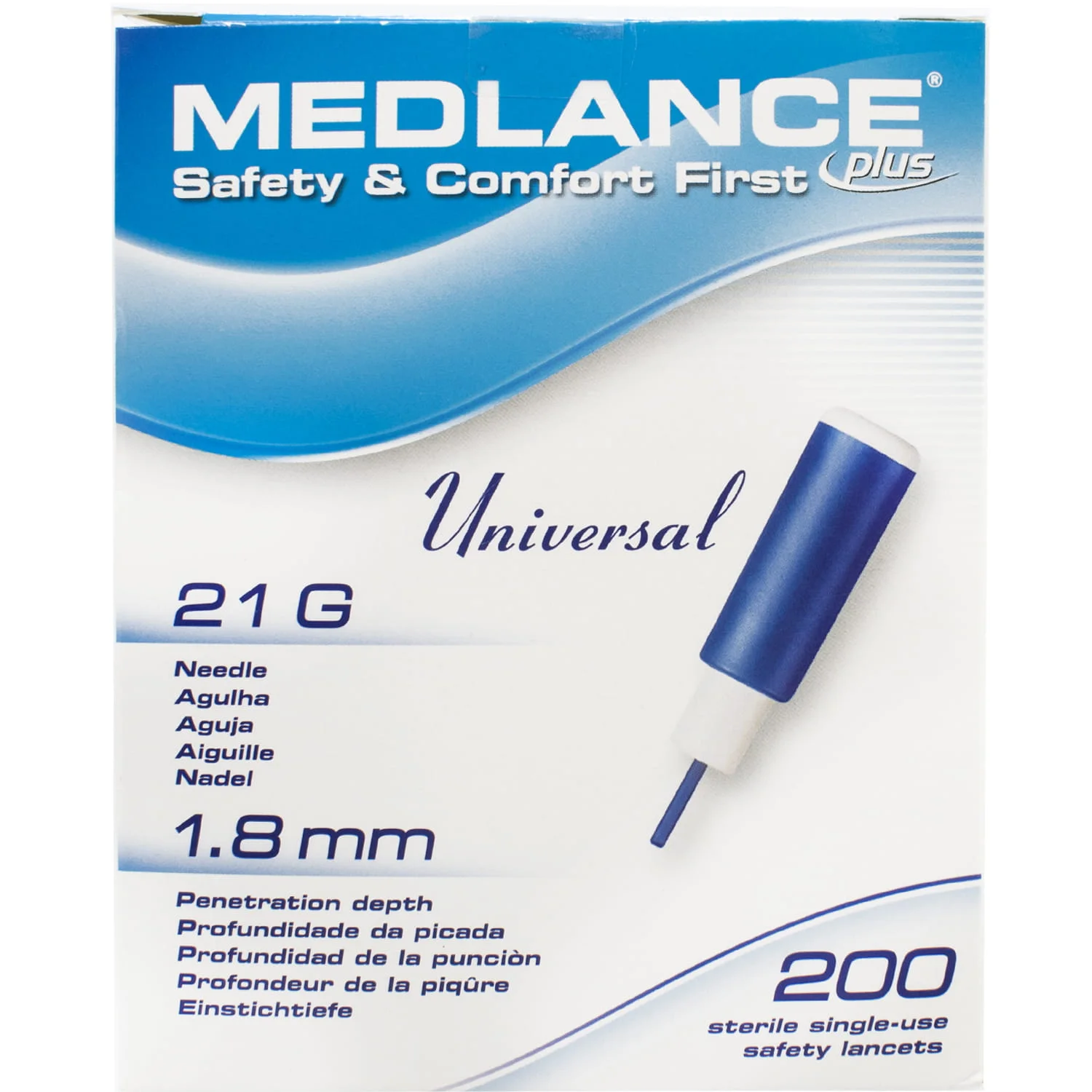 Ланцет безпечний Medlance (Медланс) Plus Universal синій, 21G, 1,8 мм, 1 шт.