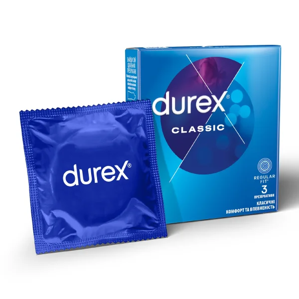 Презервативы латексные с силиконовой смазкой Durex Сlassic (классические), 3 шт.