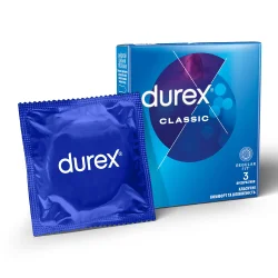 Презервативи латексні з силіконовою змазкою Durex Сlassic (класичні), 3 шт.