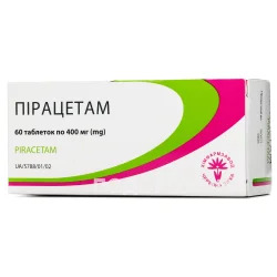Пірацетам таблетки по 400 мг, 60 шт.