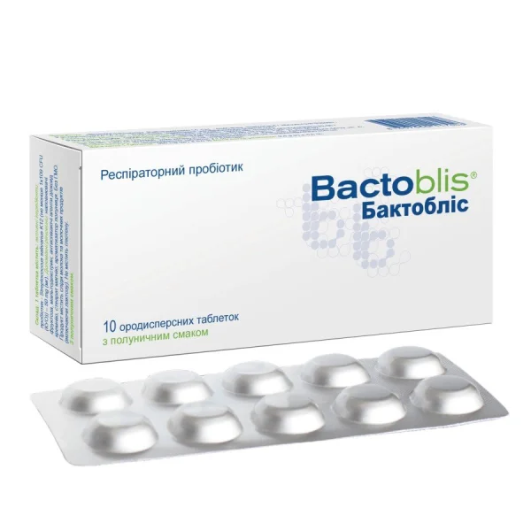 Бактоблис таблетки ородисперстные для поддержания нормальной микрофлоры слизистой ротовой полости и верхних дыхательных путей, 10 шт