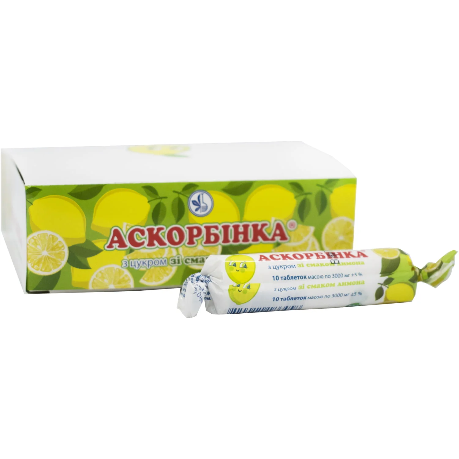 Аскорбінка таблетки зі смаком лимона з цукром, 12 шт.