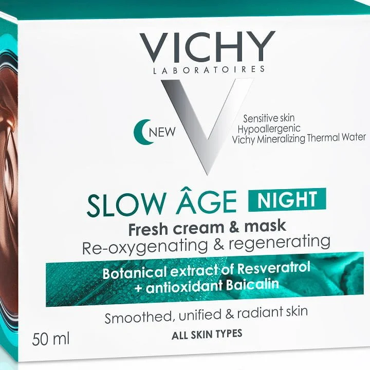 Крем-маска для обличчя Vichy (Віши) Slow Age (Слоу Ейдж) нічна, проти старіння шкіри, 50 мл