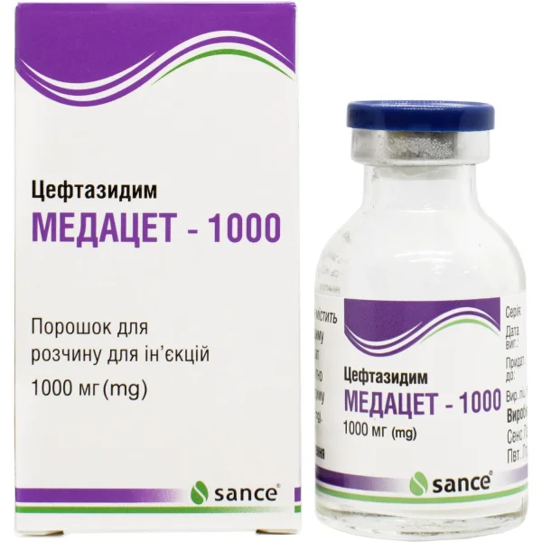 Медацет-1000 порошок для инъекционного раствора по 1000 мг во флаконе, 1 шт.