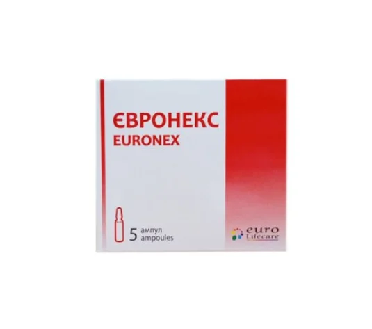 Євронекс розчин для ін'єкцій 100 мг/мл у ампулах по 5 мл, 5 шт.