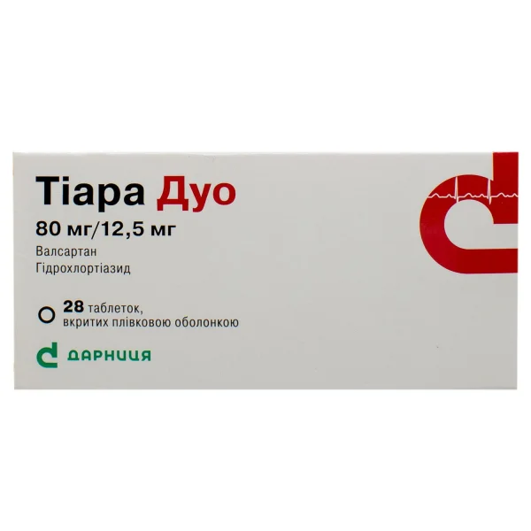 Тиара Дуо таблетки по 80 мг/12,5 мг, 28 шт.