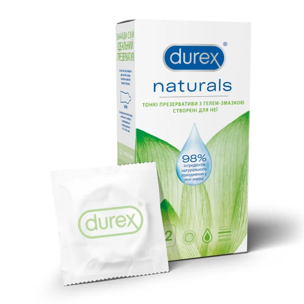Презервативы латексные с гелем-смазкой Durex Naturals (тонкие), 12 шт.