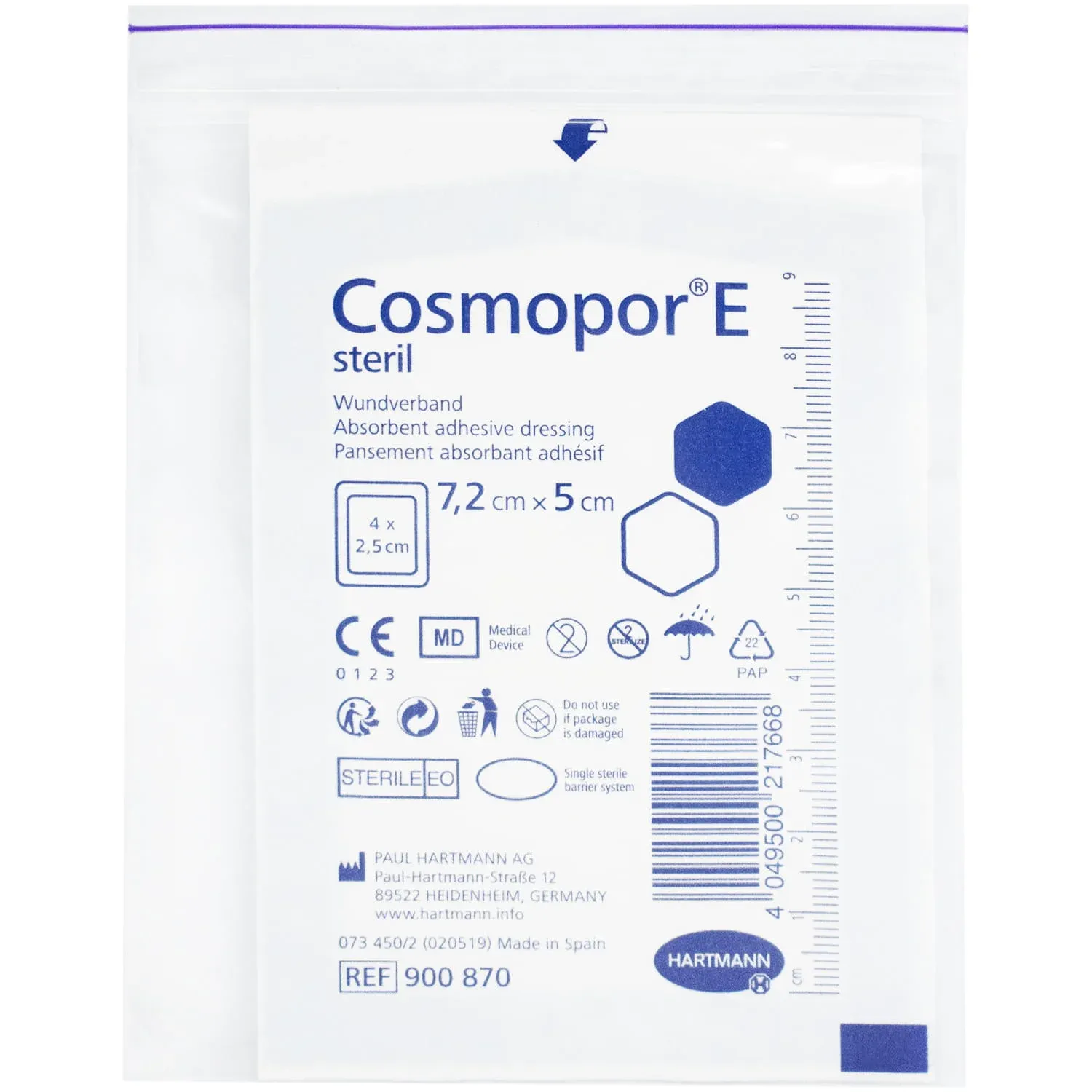 Пов’язка пластирна (пластир) Cosmopor E (Космопор) стерильна 7,2 см х 5 см, 1 шт.
