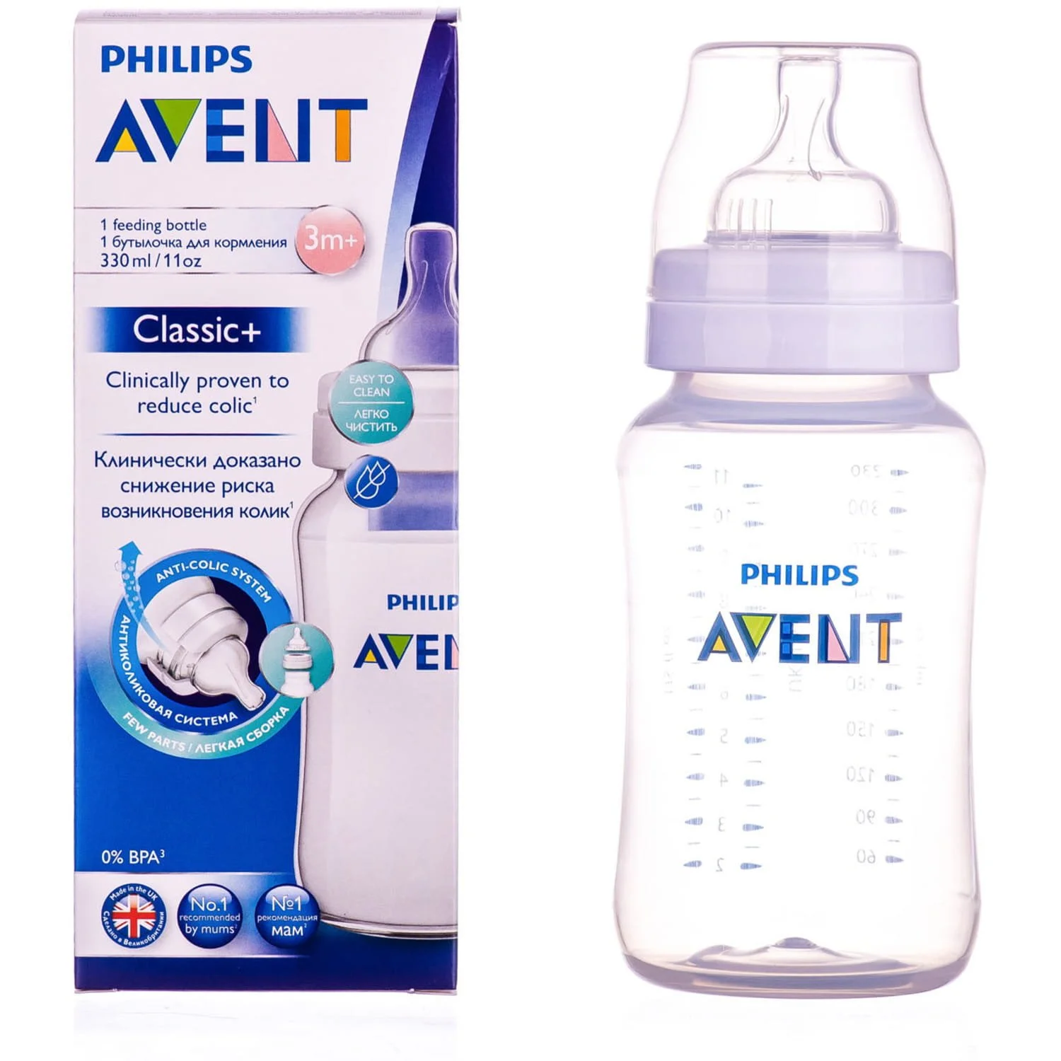 Пляшка для годування Philips Avent Classic (Філіпс Авент Класік) + 330 мл (SCF566/17), 1 шт.