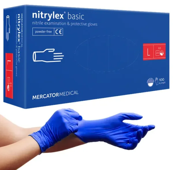 Перчатки смотровые Нитрилекс Базик (Nitrylex basic) нитриловые, неопудренные, нестерильные, размер L, 1 пара