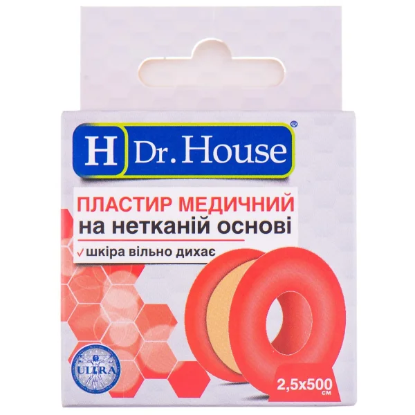 Пластир Dr. House (Др.Хаус) на нетканній основі розмір 2,5*500 см, 1 шт.