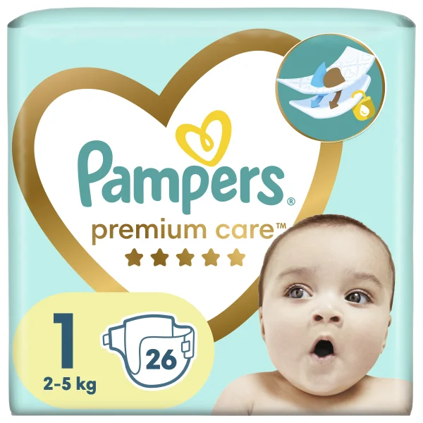 Підгузники Pampers Premium Care New Born (Памперс Преміум Нюборн) 1 (2-5 кг), 26 шт.