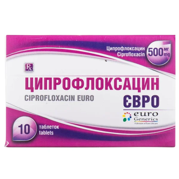 Ципрофлоксацин Євро табл. п/о 500мг №10