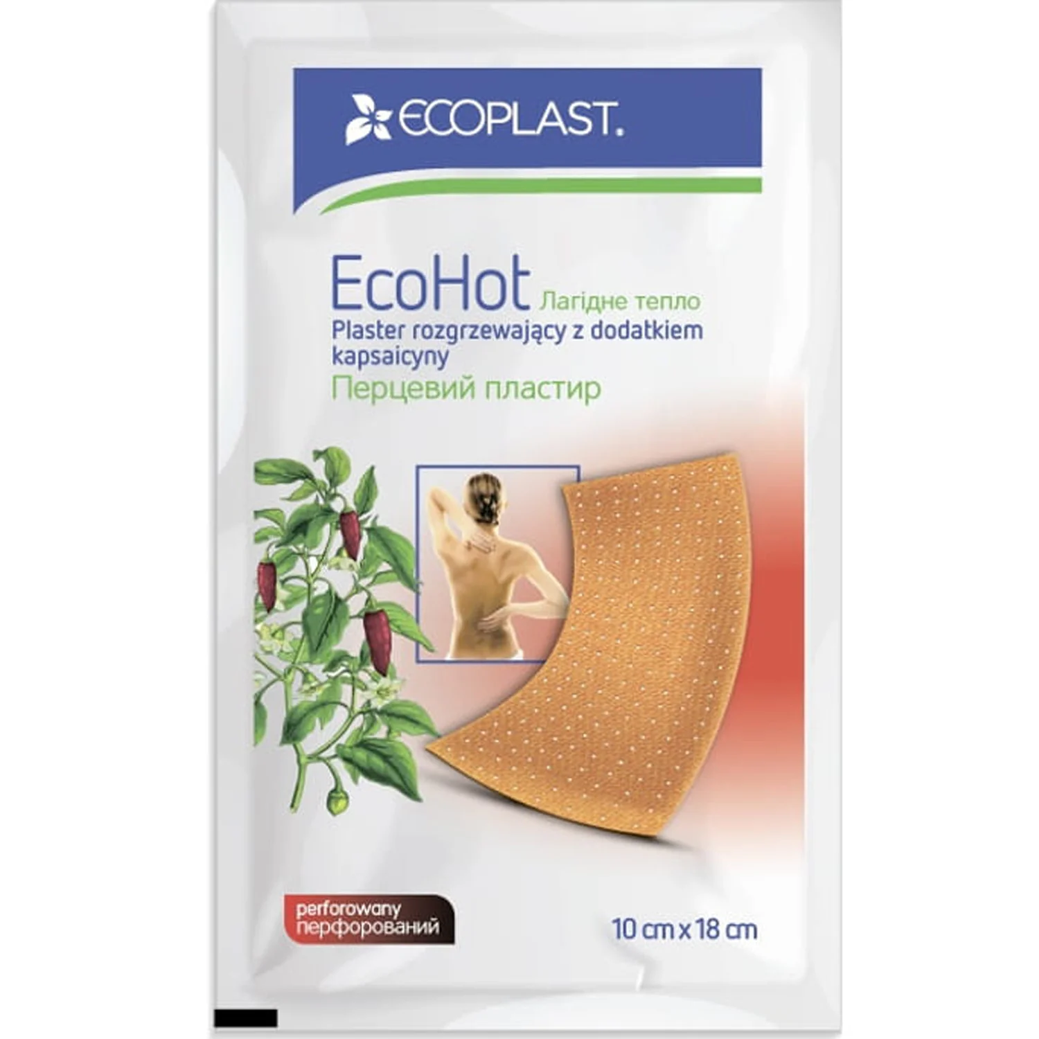 Пластир Ecoplast (Екопласт) перцовий 10х18 см, 1 шт.