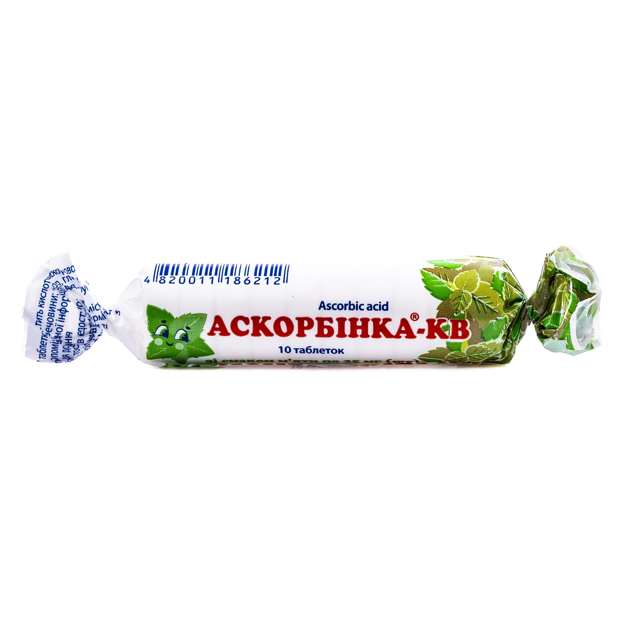 Аскорбінка-КВ таблетки по 25 мг зі смаком м’яти, 10 шт.