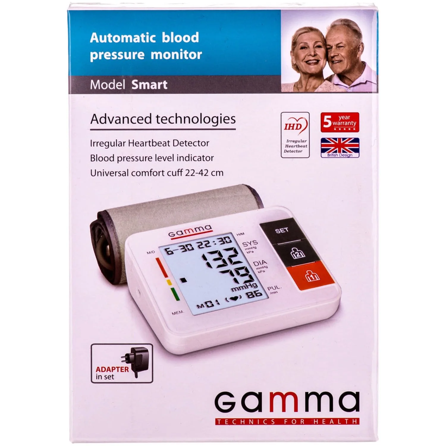 Тонометр Gamma (Гамма) Smart автоматичний з мережевим адаптером, 1 шт.