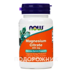 Цитрат магнію NOW Foods для підтримки нервової системи таблетки по 200 мг, 30 шт.