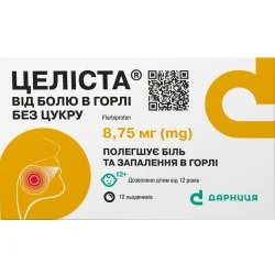 Целіста від болю в горлі без цукру льод. 8,75 мг №12