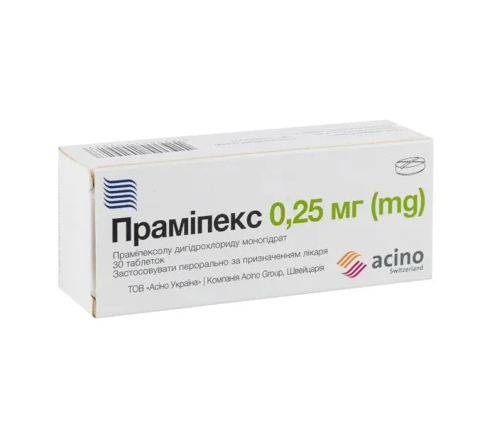 Праміпексол Асіно таблетки по 0,25 мг, 30 шт.
