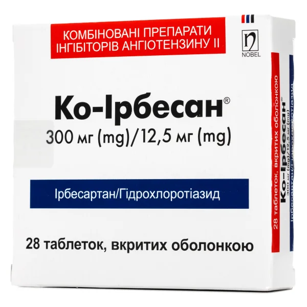 Ко-ірбесан таблетки по 300 мг/12,5 мг, 28 шт.