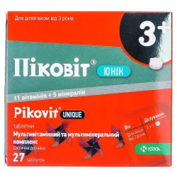 Піковіт Юнік 3+ вітаміни та мінерали для дітей таблетки жувальні, 27 шт.