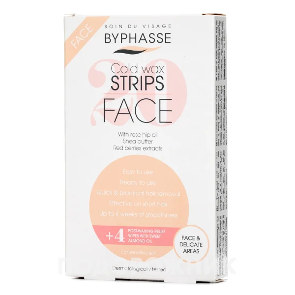 Біфас (Byphasse) полоски для депіляції обличчя, делікатних зон, холодний віск для чутливої шкіри, 20 шт.